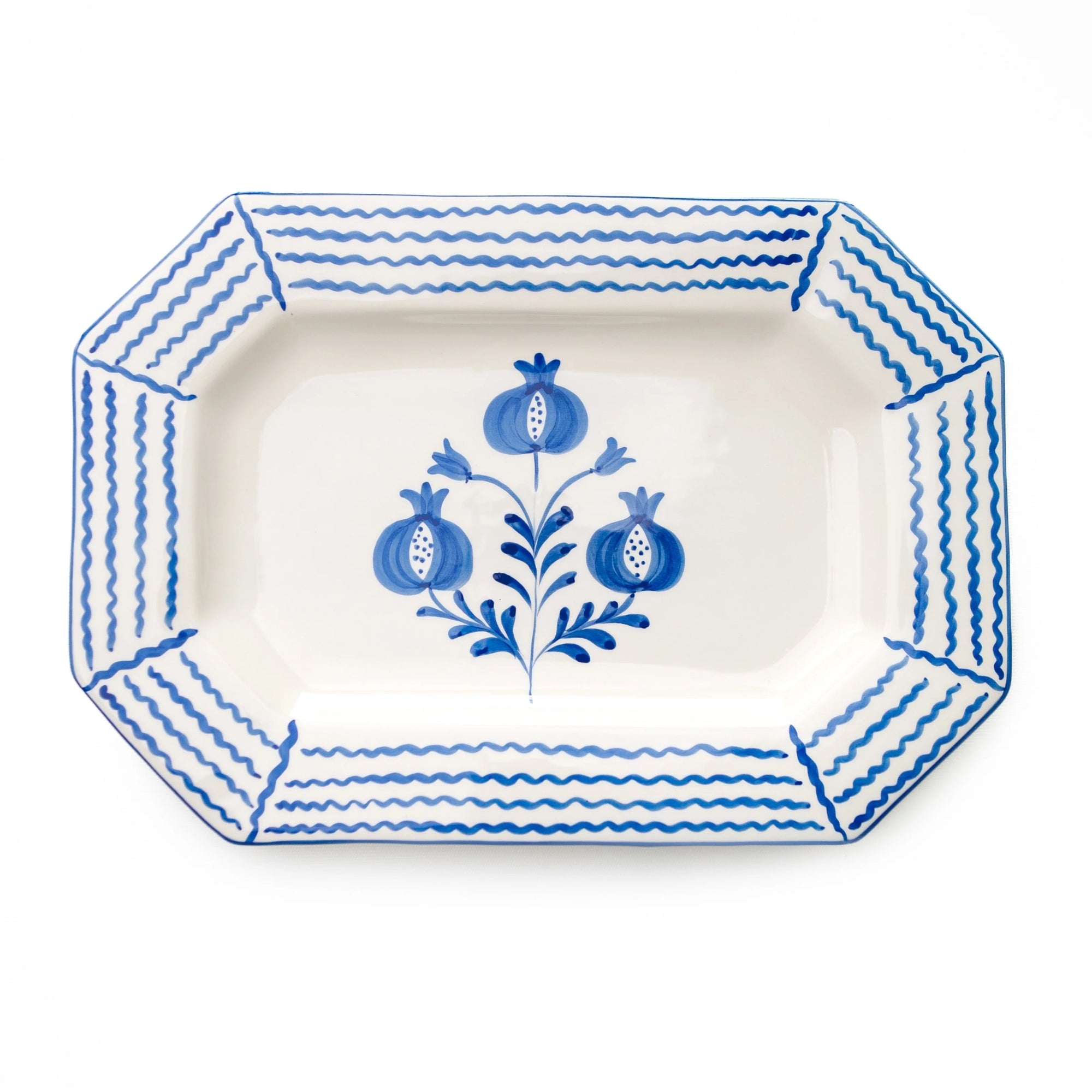 Trio Sketch Cobalt Blue Rectangle Serving Platter