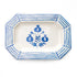 Ceramic rectangular platter hand painted with cobalt blue sketch motif