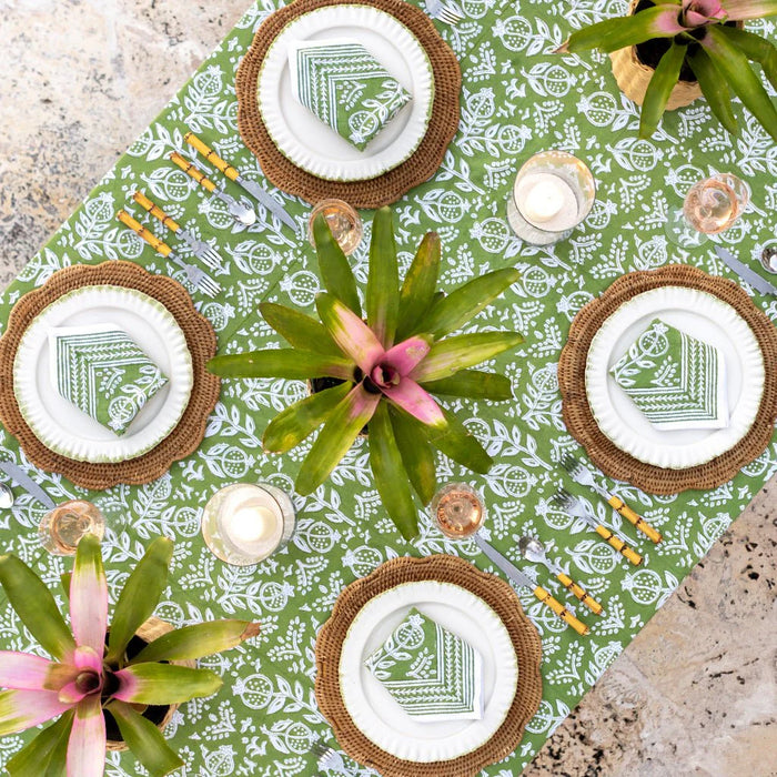 Pomegranate Green Tablecloth