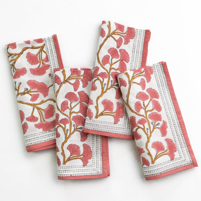 Ginkgo Coral Napkin | Set of 4