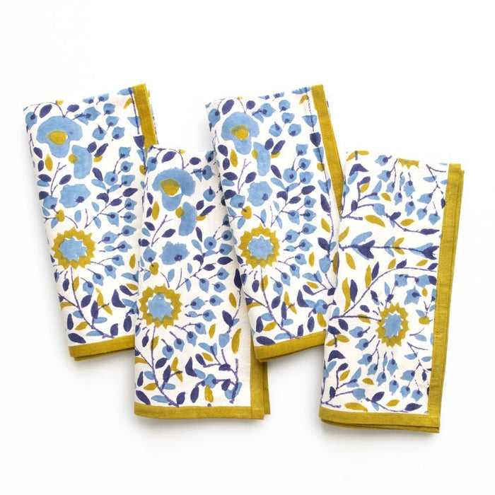 Starflower Blue & Ochre Napkin - Set of 4