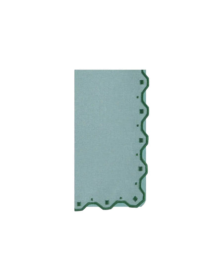 Decorative green scalloped card on a white background