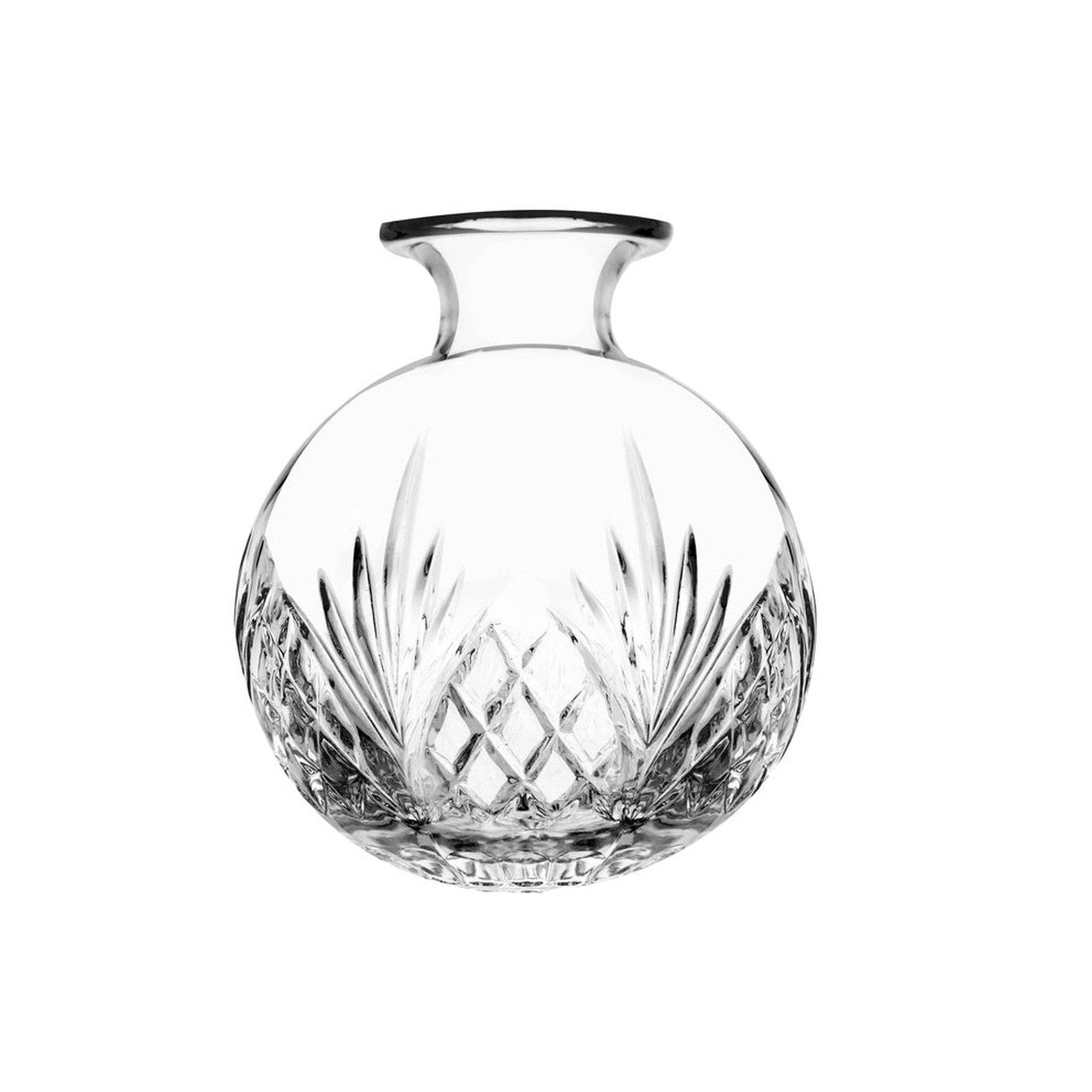 Round unleaded crystal bud vase on white background 