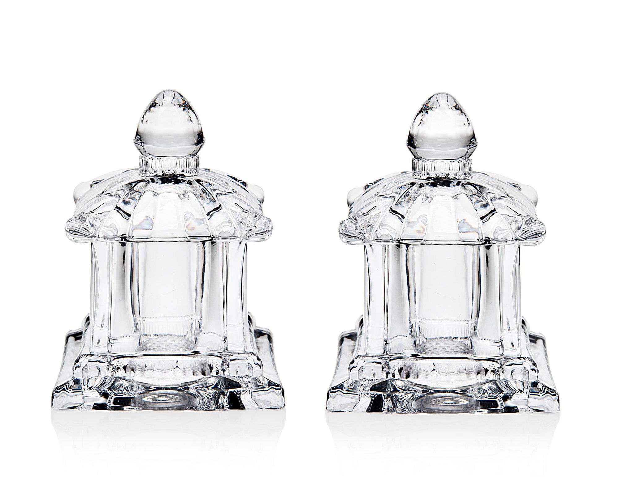 Pagoda set of salt and pepper shakers on white background 