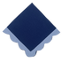 Scalloped edge linen napkin in cool blue sapphire 