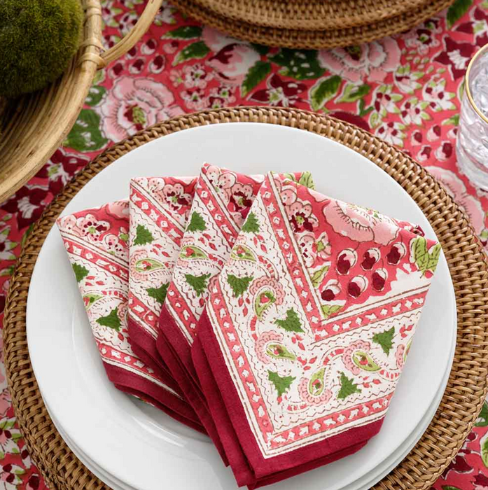 Spice Route Garnet Red Napkin - Set of 4