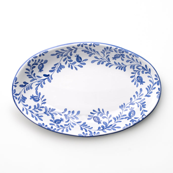 Scroll Blue Oval Tray