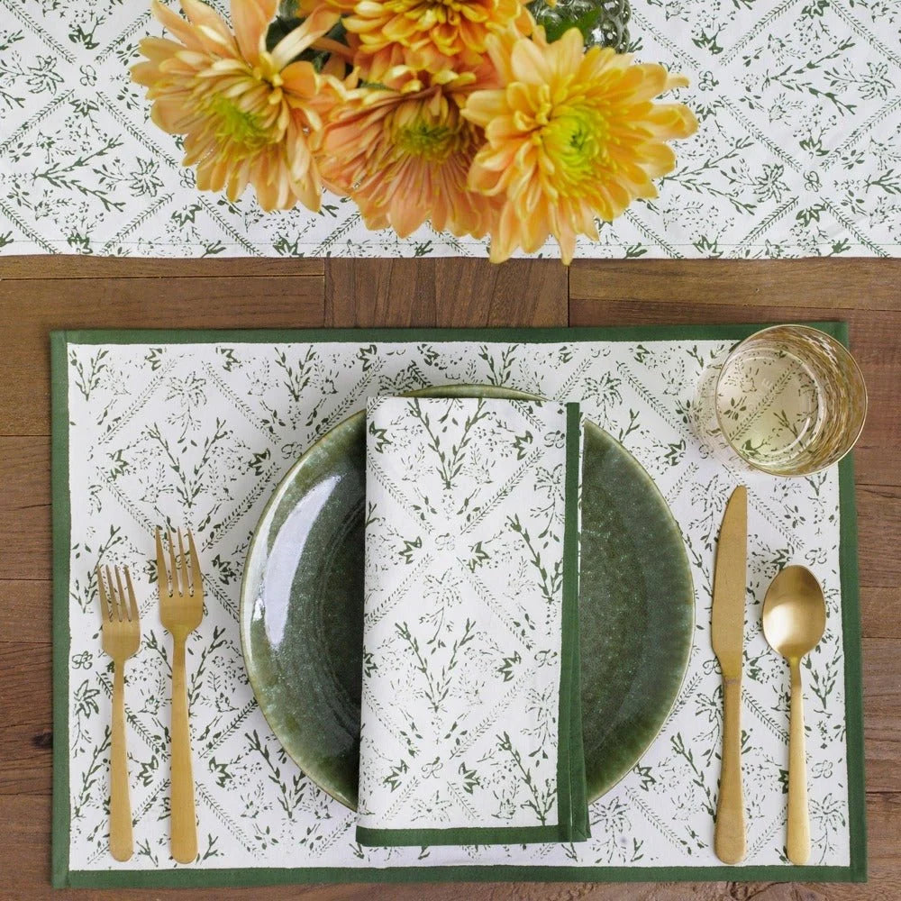 Sea Ferns &amp; Domino Hunter Green Placemats - Set of 4