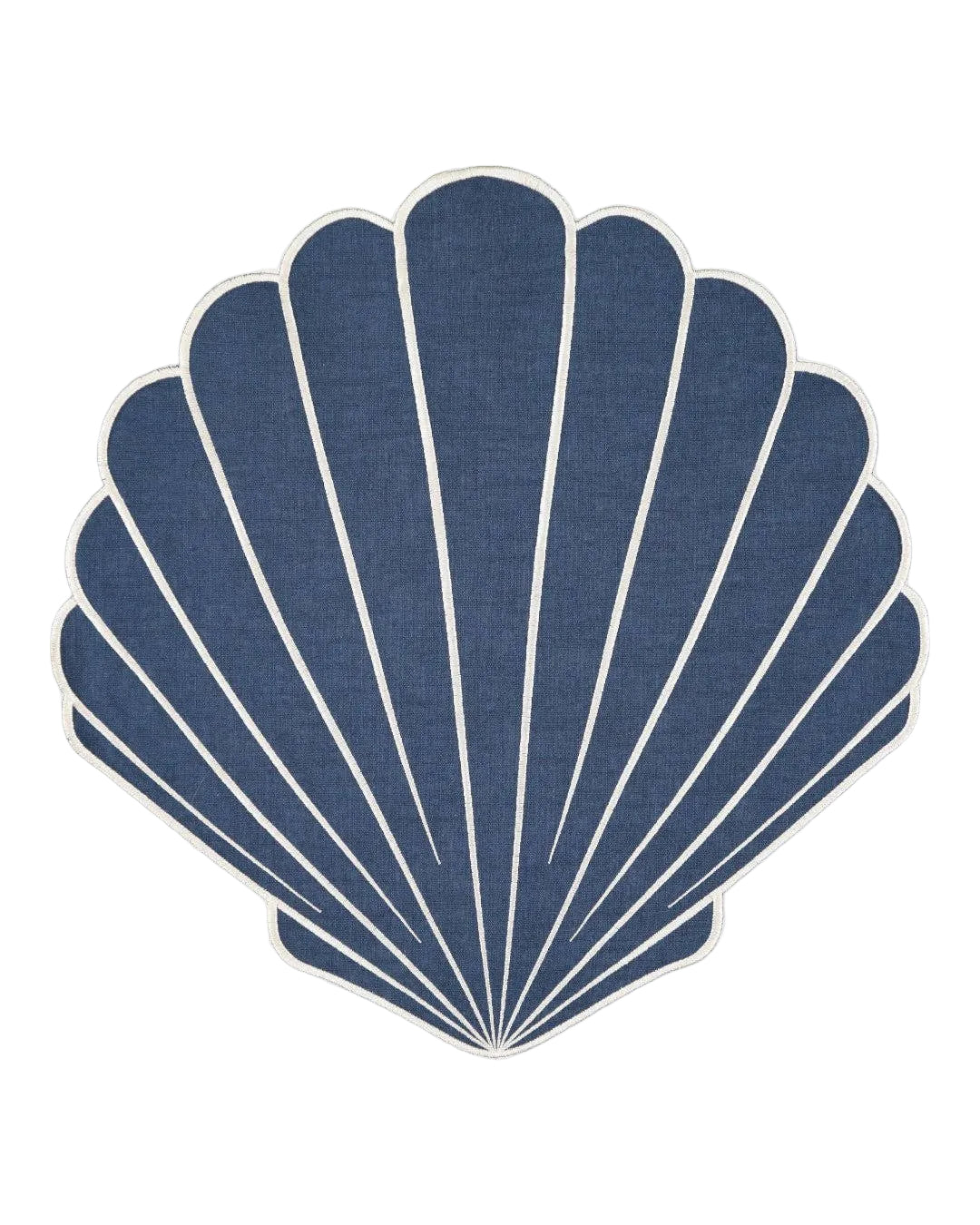 Blue shell-shaped rug on a white background