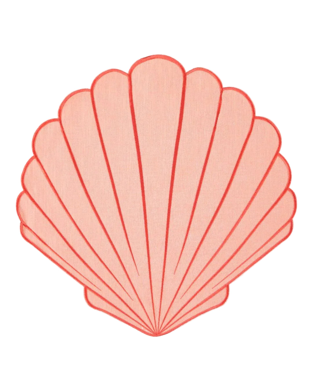 Salmon shell  placemat on a light pink background