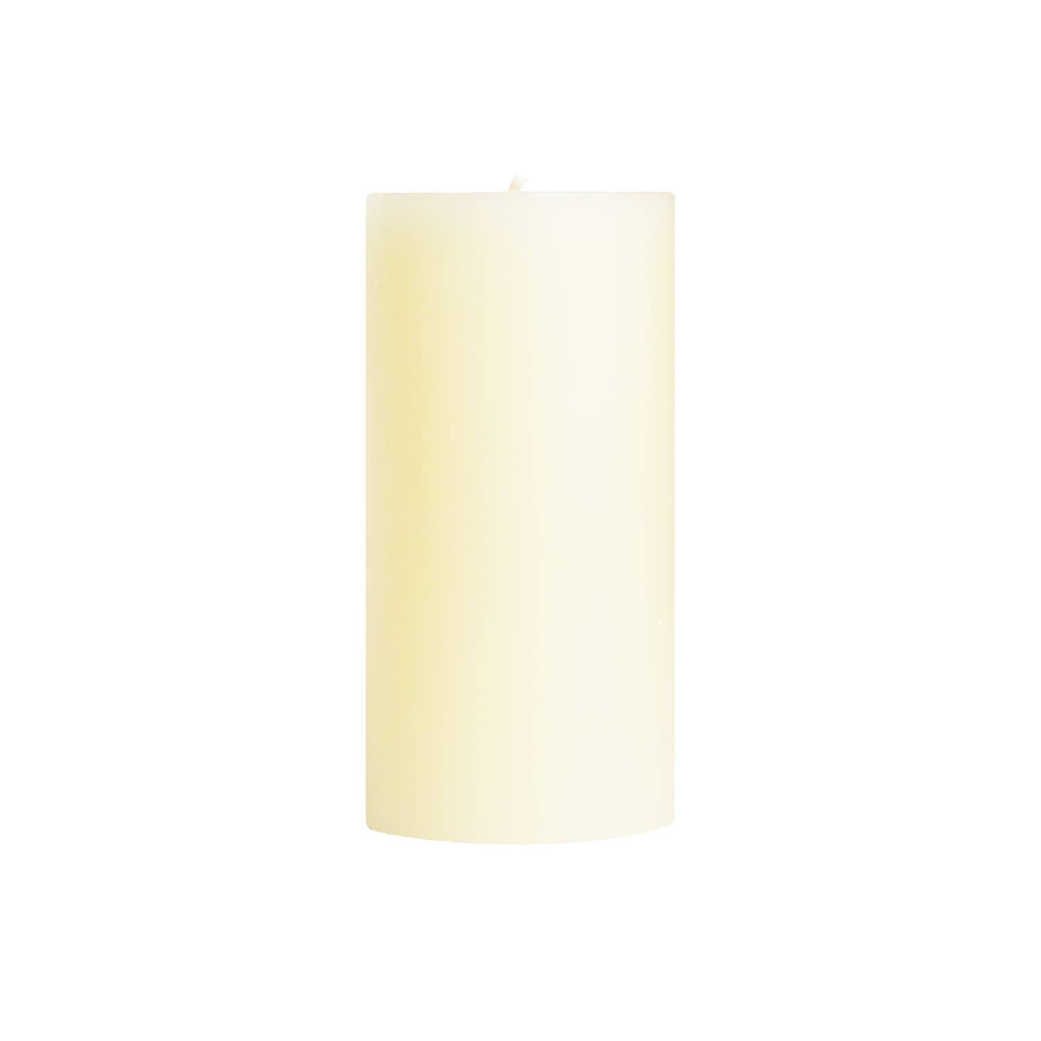 Pillar candle in shell white on white background 