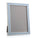 A Powder blue silver trim picture frame on white background 