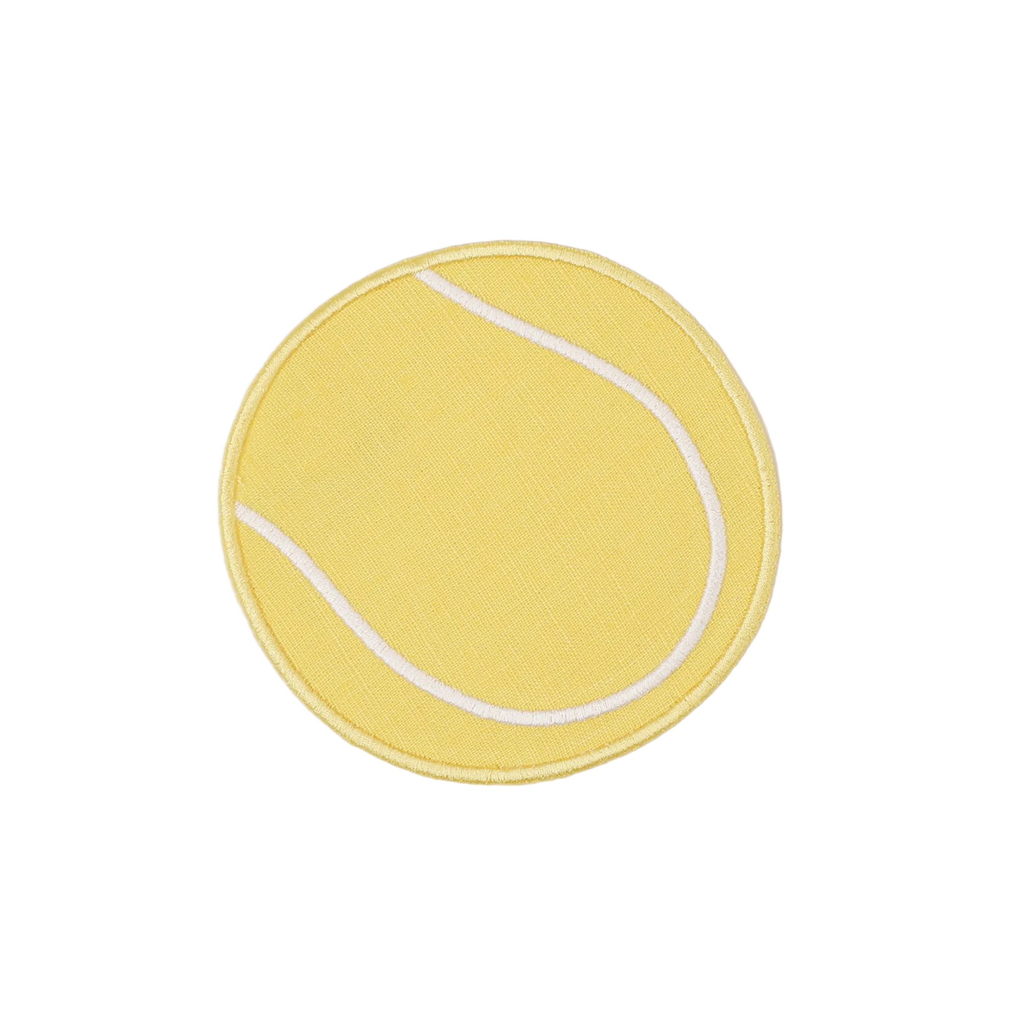 Yellow tennis ball-shaped toy on a white background