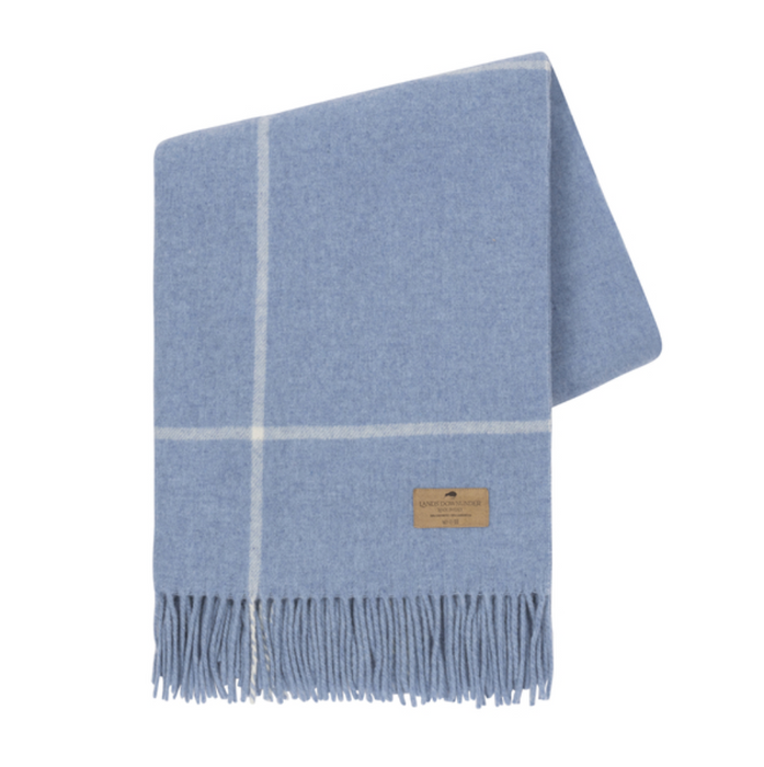 Sky Blue Windowpane Cashmere Throw