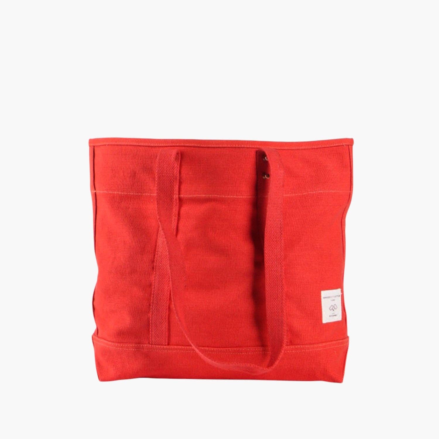 Tote with long shoulder straps in persimmon on white background 