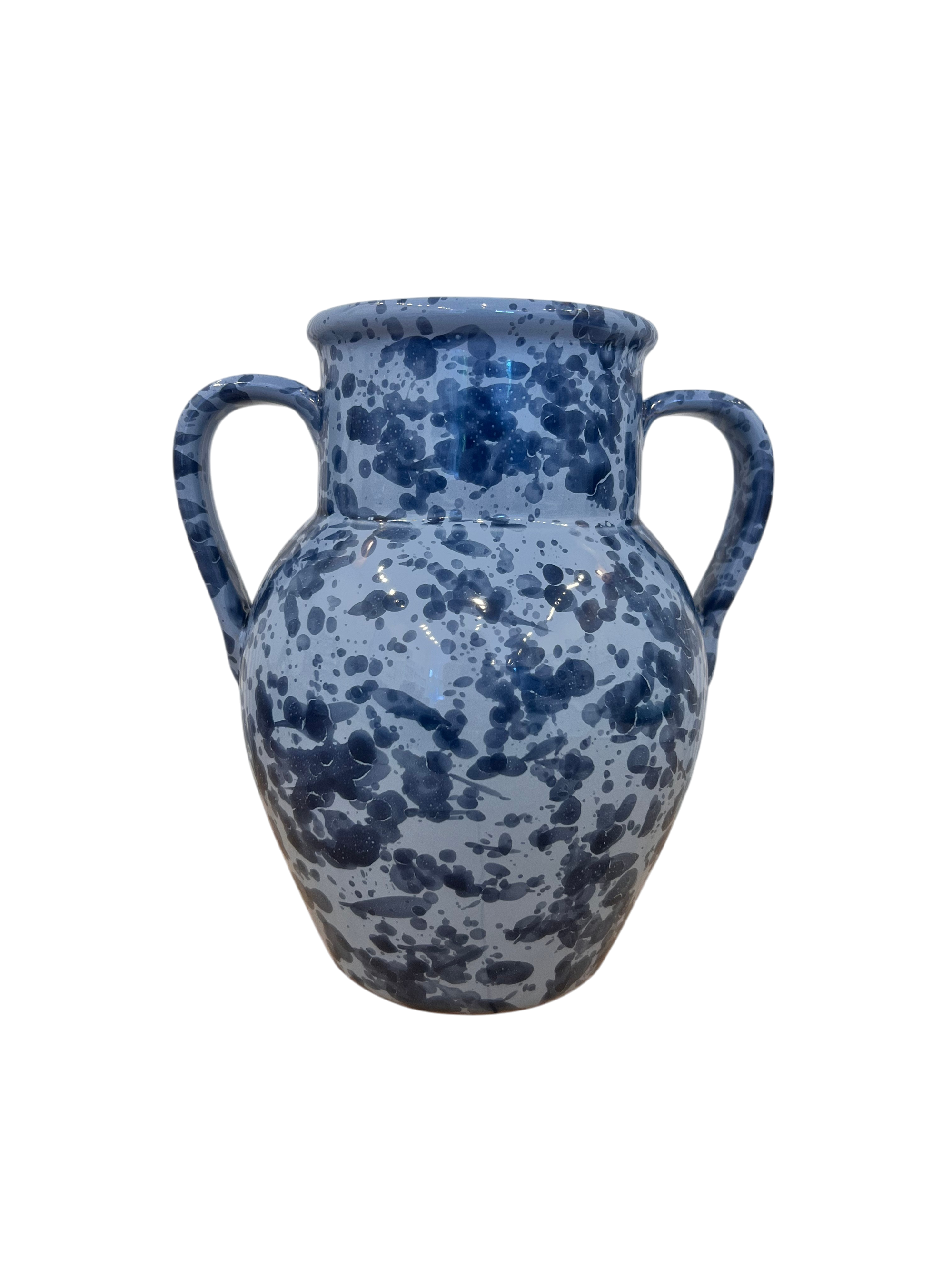 Splatter 2 Handle Vase-Blue