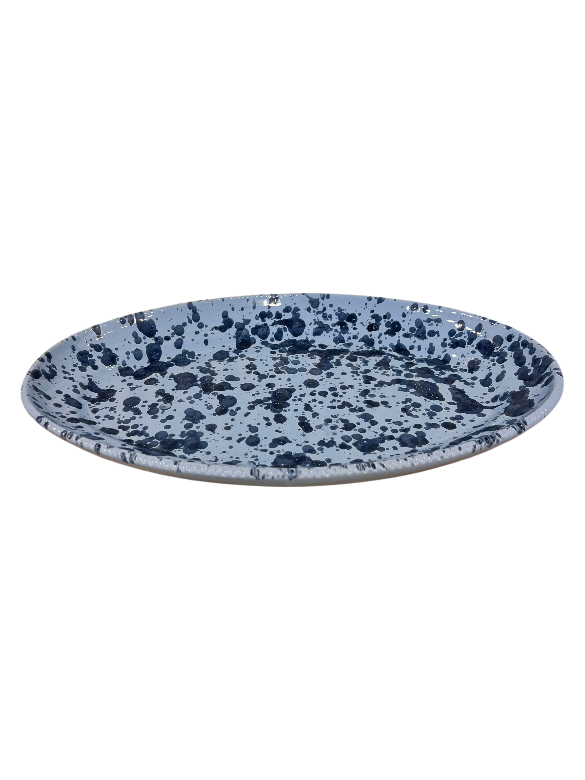 Splatter Oval Platter-Textured Rim-Blue