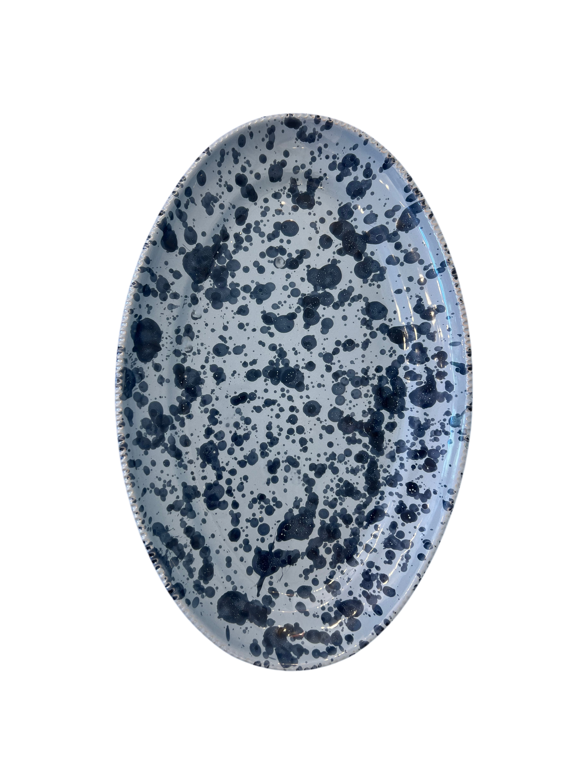 Splatter Oval Platter-Textured Rim-Blue