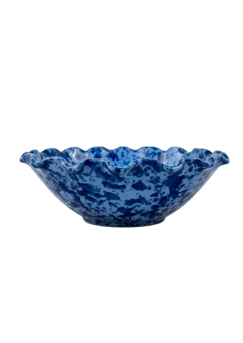 Splatter Wavy Serving Bowl- Blue