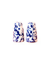 Two blue splatterware salt and pepper shakers 
