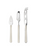 Stainless steel cheese knife set in Turtle Dove 3 pieces on white background 