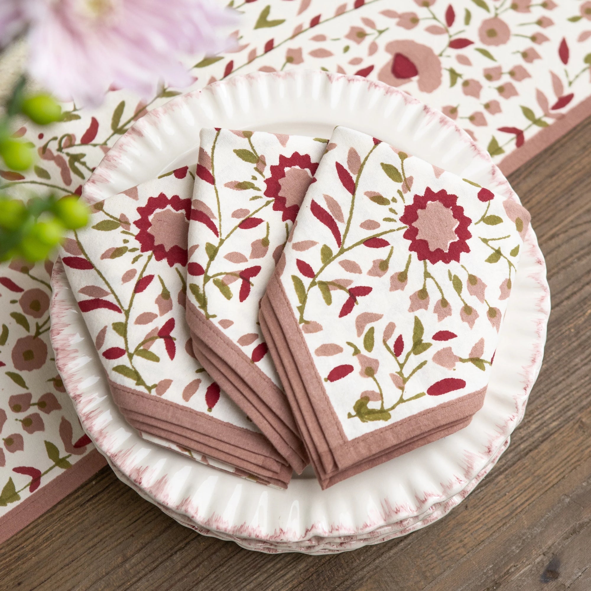 Starflower Fern &amp; Blush Napkin - Set of 4