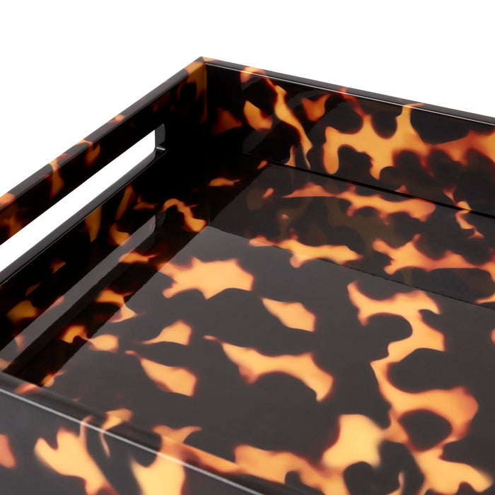 Faux Tortoiseshell Medium Lacquered Serving Tray