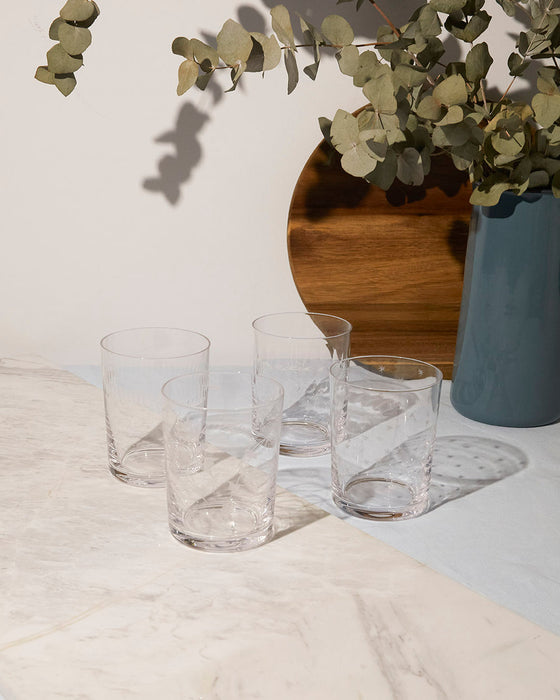 Crystal Large Tumblers with Ovals Design - Set of Four