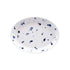 white platter with blue flecks on white background 