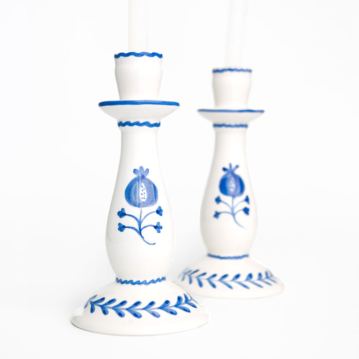 Trio Sketch Cobalt Blue Candlestick - Set of 2