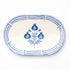 Oval ceramic plate with blue floral design on a white background