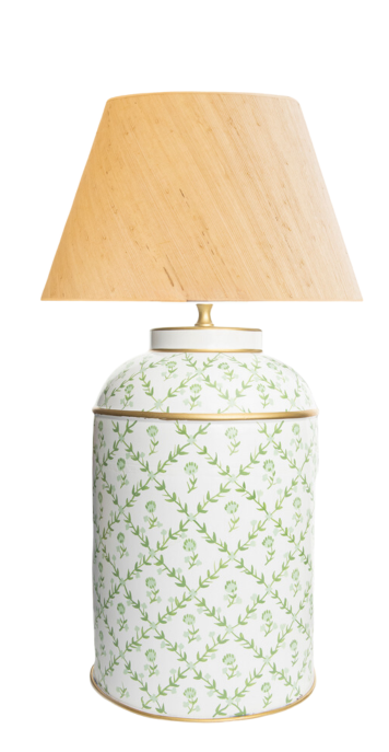 Green Trellis/Floral Tea Caddy Lamp