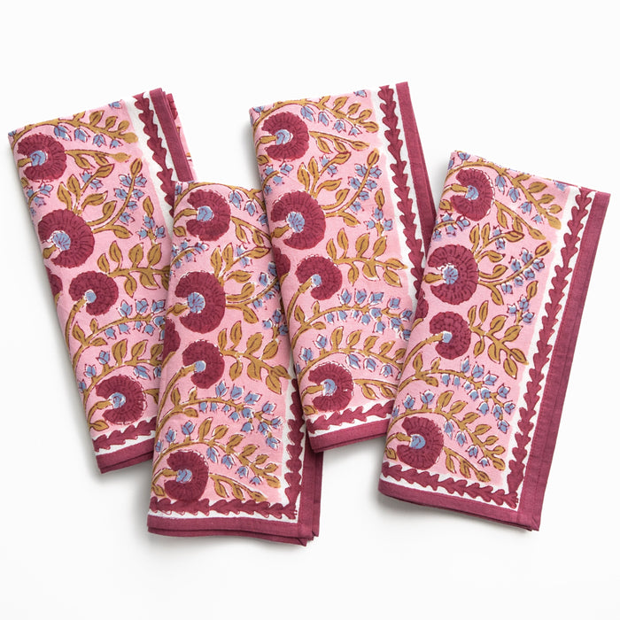 Cactus Flower Mauve & Lavender Napkins Set 4