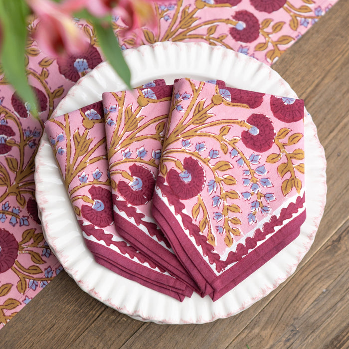 Cactus Flower Mauve & Lavender Napkins Set 4