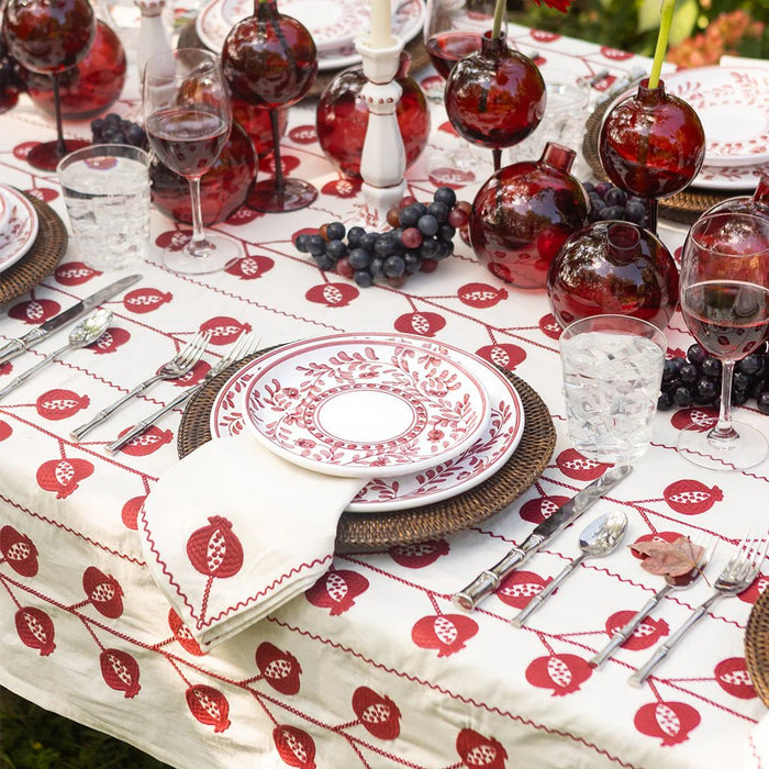 Pomegranate Crewel Burgundy Tablecloth