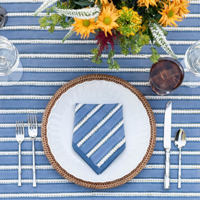 Dotted Stripe Blue Napkin - Set of 4