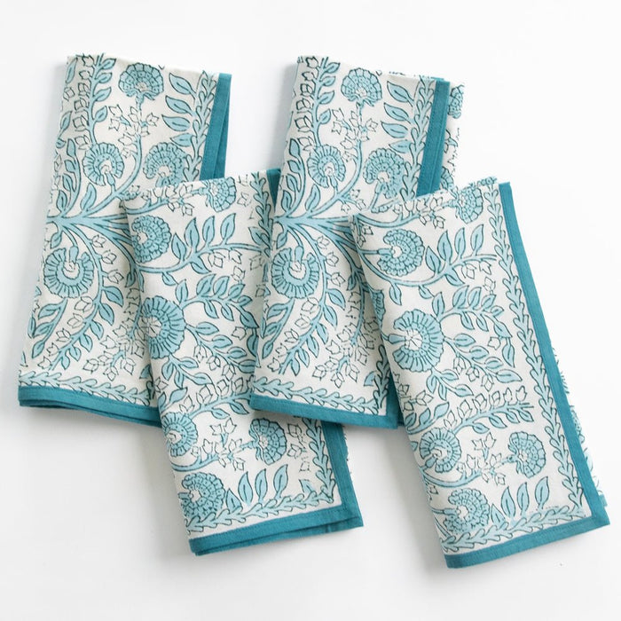 Floral Trellis Aqua Napkin - Set of 4