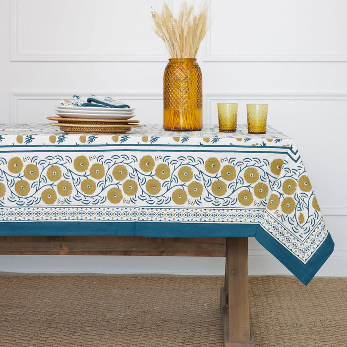 Gaya Teal & Marigold Tablecloth