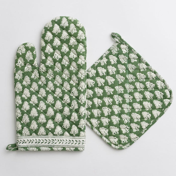 Pom Buti Green Oven Mitt Set