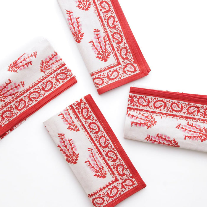 Sagar Red & Pink Napkin - Set of 4