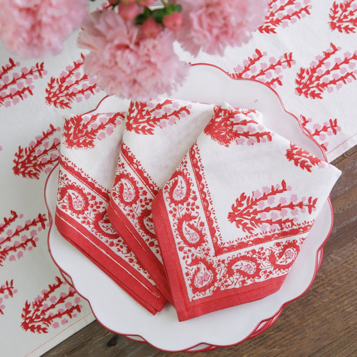 Sagar Red & Pink Napkin - Set of 4