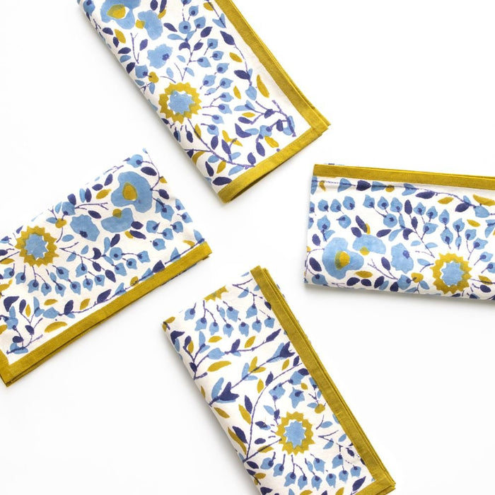 Starflower Blue & Ochre Napkin - Set of 4