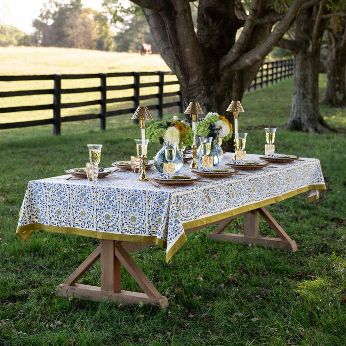 Starflower Blue & Ochre Tablecloth