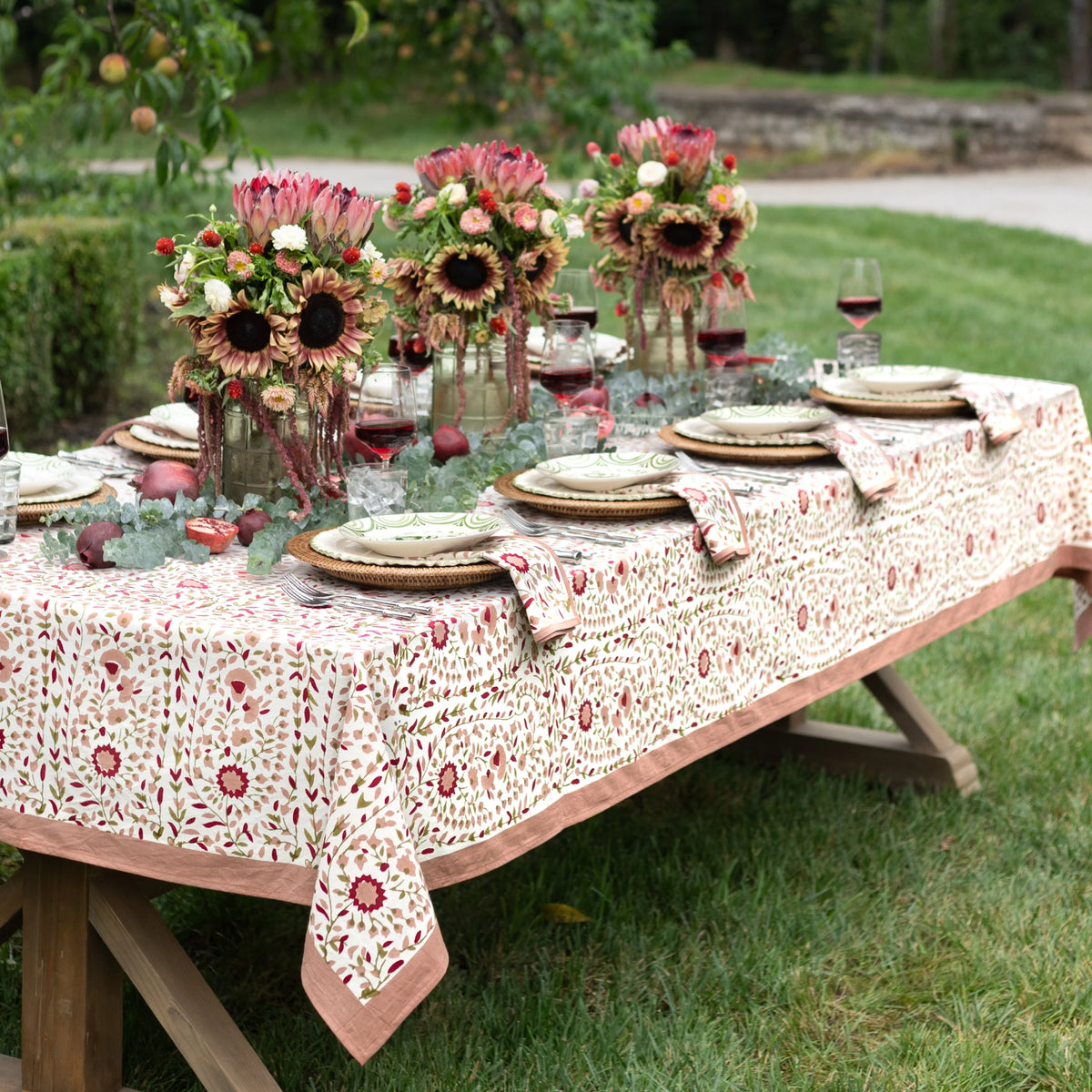 Starflower Fern &amp; Blush Tablecloth