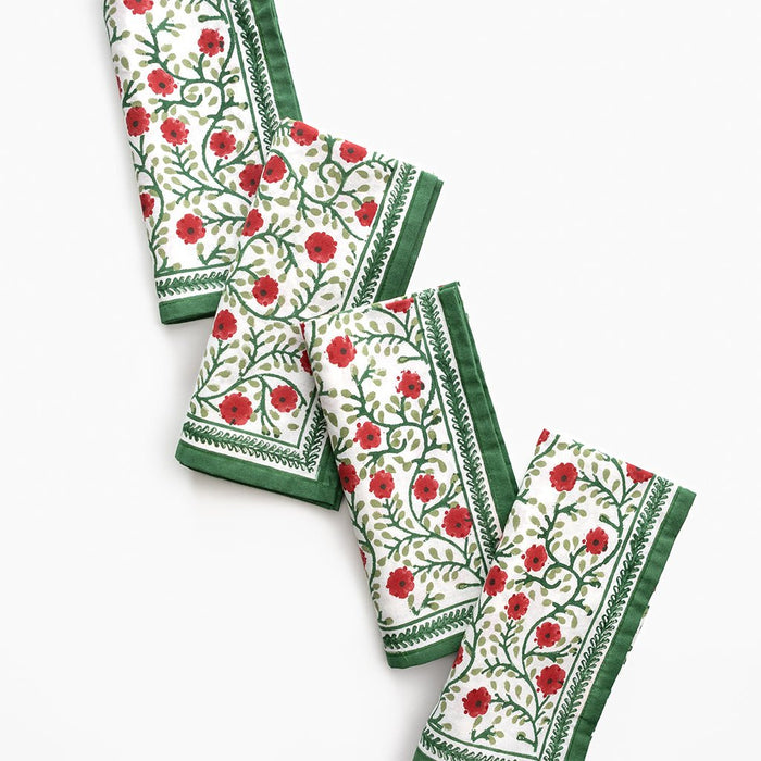 Stephanie Red & Green Napkin - Set of 4