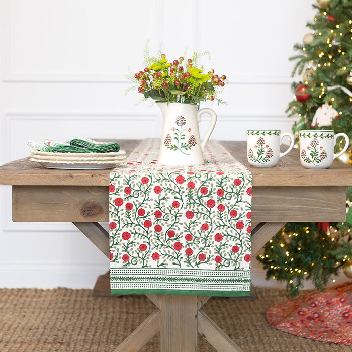 Stephanie Red & Green Table Runner
