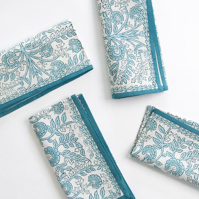 Floral Trellis Aqua Napkin - Set of 4