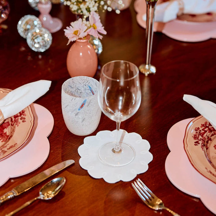 White Scalloped Cocktail Napkins
