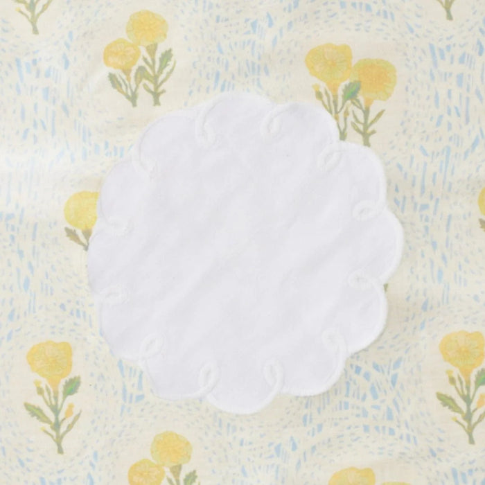 White Scalloped Cocktail Napkins
