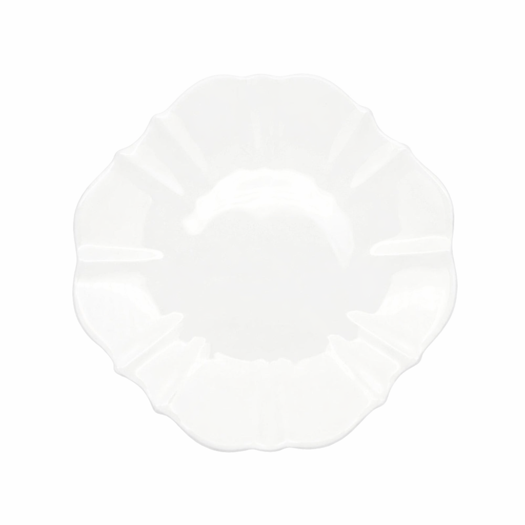 White Scalloped Rim dinner plate on white background